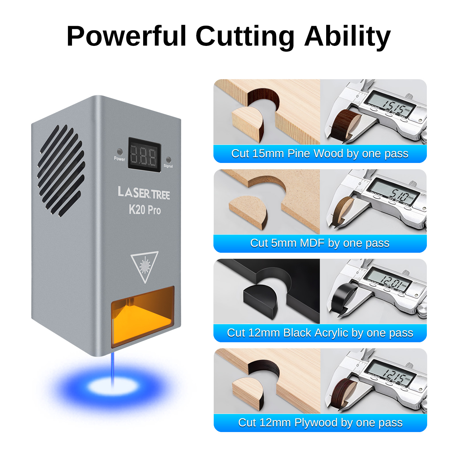 Árbol láser K20 20W cabezal lá - Industrial Laser Engraver reseña y precio