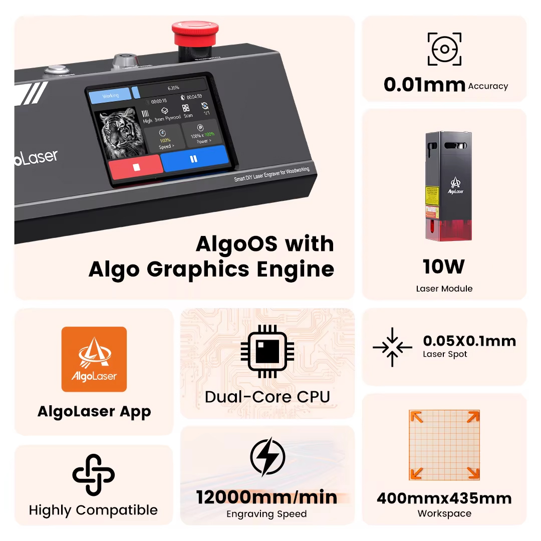 Algolaser DIY mesa 40*43cm CNC - Industrial Laser Etching Machine reseña y precio