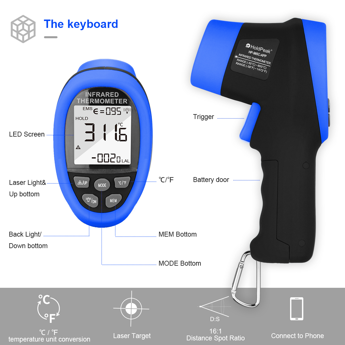 Termómetro Infrarrojo HoldPeak - Industrial Laser Thermometer reseña y precio