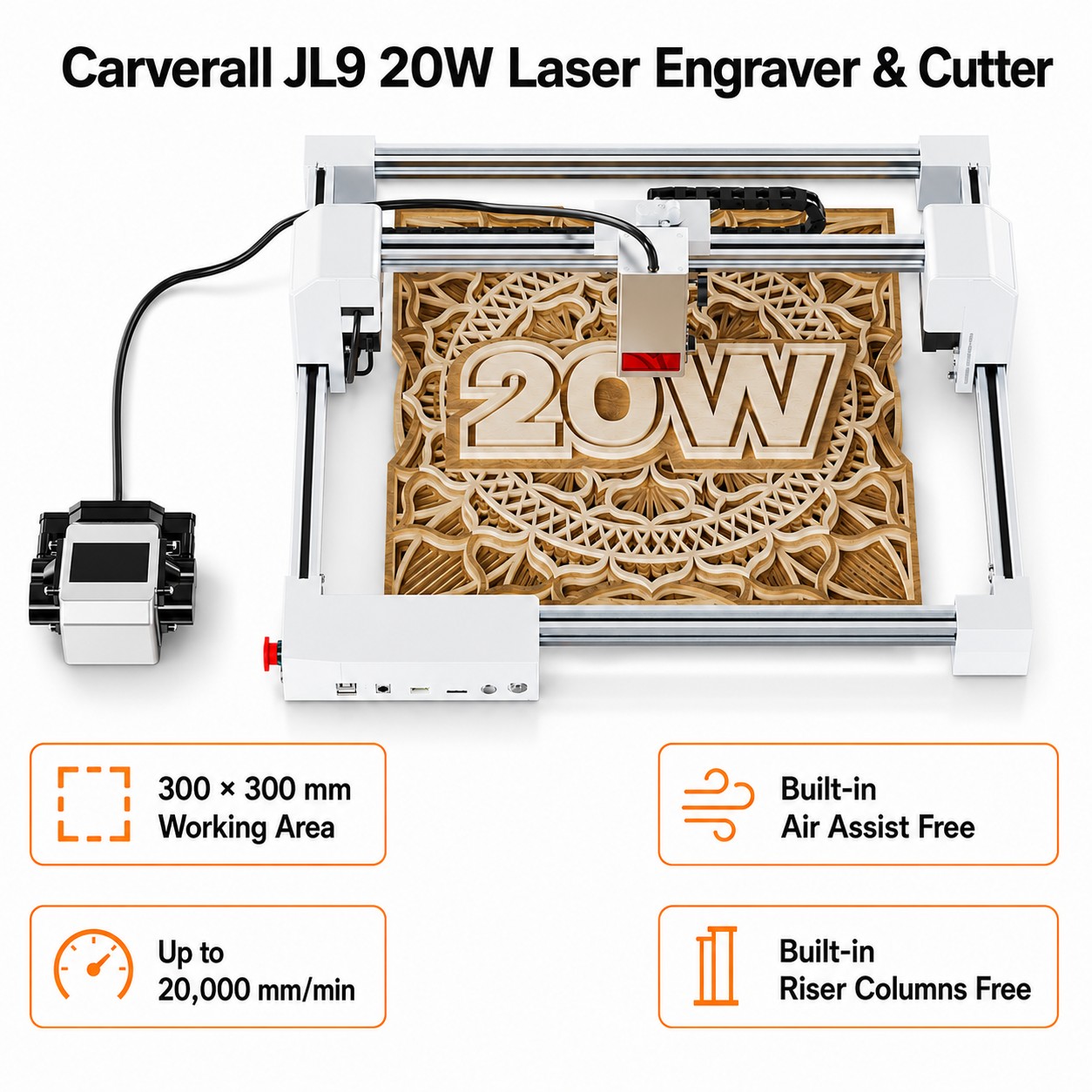 Carverall JL9 20W Cortadora Gr - Industrial Laser Engraver reseña y precio